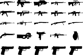 Silhouettes of multiple guns.