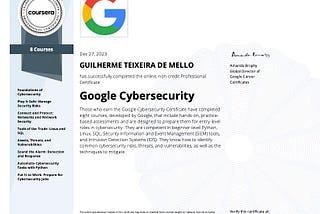 I’ve taken the Google Cybersecurity Certificate