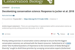 Fury to Publication: Decolonizing Conservation Science