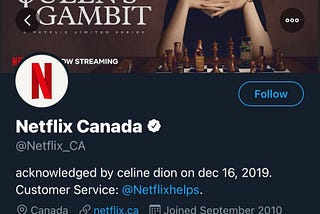 Photo From: Twitter.com (@Netflix_CA) Netflix Canada