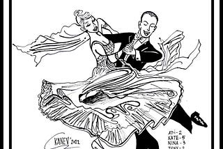 Ballroom Dance Drawings With Hidden Names (Al Hirschfeld Style) — 2022 Collection