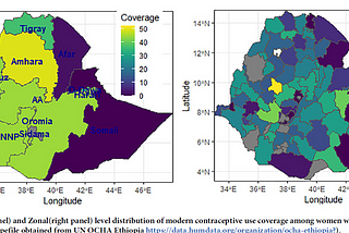 Spatial analysis of modern contraceptive use among women who need it in Ethiopia.