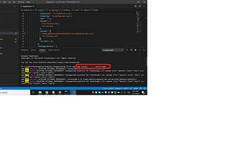 Screenshot showing Terminal within Visual studio code and command issued for installing bootstrap3