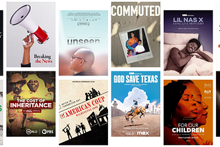 A composite image of 16 film posters of films directed by Firelight Media-supported filmmakers in 2024.