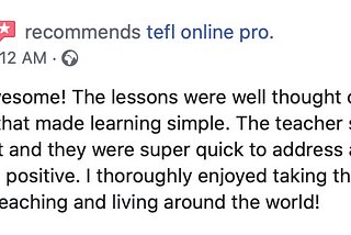 Reviews on TEFL Online Pro’s courses