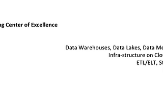 Data Engineering Center of Excellence