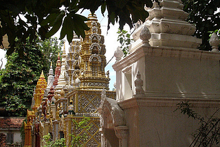 Chedis at Wat Lanka Temple in Phnom Penh, Cambodia