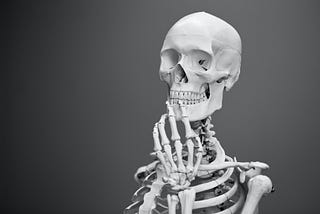 A skeleton deep in thought.