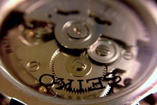 The internals of a self-winding watch