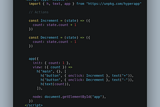 Working with states with a minimal framework: HyperApp