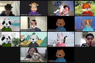 Product Tonic Lab Cohort 2 Participants posing in a ZOOM gallery using animal avatars as a stand-in for their human faces.