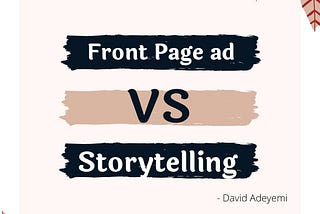 Front Page Vs Storytelling in PR