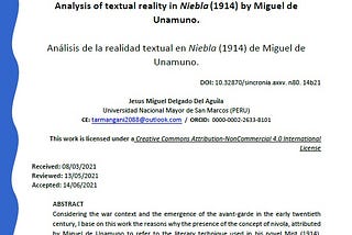 Analysis of Textual Reality in Mist (1914) of Miguel de Unamuno