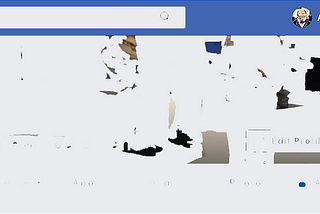 Destroyed screenshot of the top of Facebook profile.