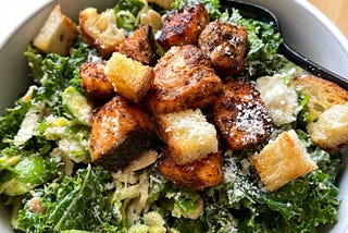 Shredded Kale Salmon Caesar Salad