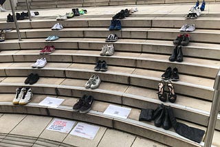 95 Empty Pairs of Shoes on Nottingham SU’s Steps to Highlight Student Suicide