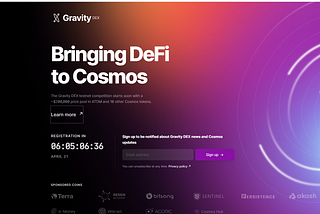 Concours Gravity DEX Testnet, lancement de Mainnet sur COSMOS