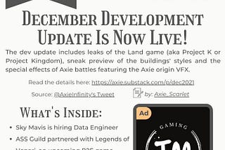 UTC Friday December 10, 2021 | The Lunacian Daily-Axie Infinity News