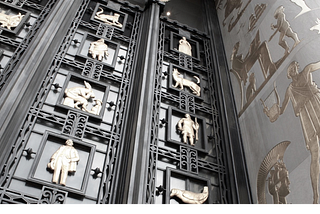 Front door detail of the Brooklyn Public Library Central Branch