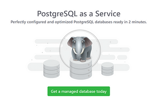 Screenshot of ElephantSQL.com homepage