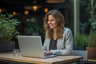An AI-generated image of a woman coach during an online coaching session