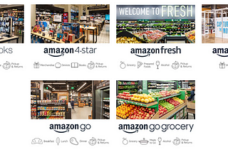 From Amazon books to Amazon 4-star, Amazon Fresh, Amazon Pop-up, Amazon Go, Amazon Go Grocery