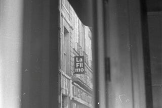 view of cinema La Filmothèque from the café Le Reflet in the 5th arrondissement Paris