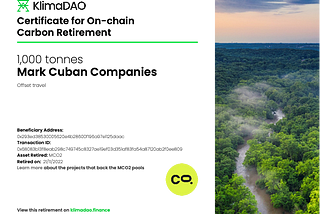 Klima, Mark Cuban, Climate Change DAO
