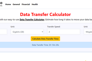 Data Transfer Calculator