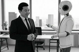 Android having a business meeting
