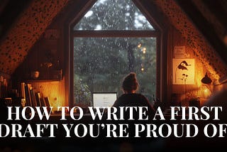 Woman sitting in home office writing first draft of a novel