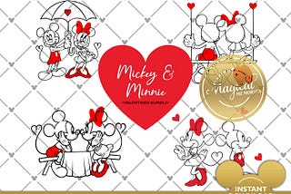 Mickey and Minnie Valentines SVG Bundle - Valentines Day SVG - Mickey Valentine - Minnie Valentine