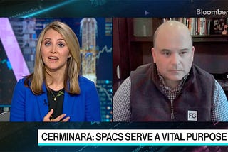 Image of Kyle Cerminara Appearing on Bloomberg Triple Take to discuss SPACs