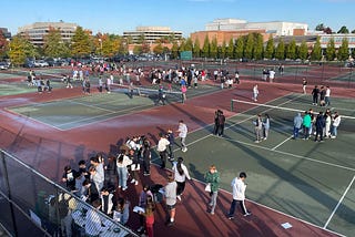 Students playing an Operation Outbreak sports field at Walter Johnson High School