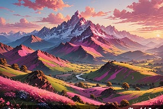 pink, peaks, poetry, mountains, height