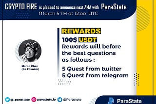 We just finished our AMA with ParaState And our guest Marco Chen