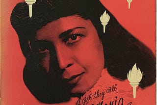 Red cover for Maria Hawkins Cole album. An image of Maria Cole is printed on the front with “A Girl They Call Maria” in black font.