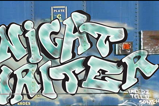 Color illustration of graffiti on a train car.