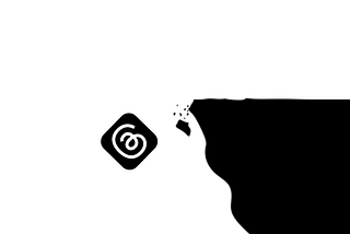 Image showing the Threads logo falling off a cliff.