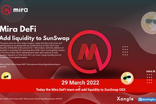 Mira DeFi Add Liquidity To SunSwap