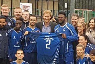 Prince Harry visits Sir Tom Finney Soccer teams