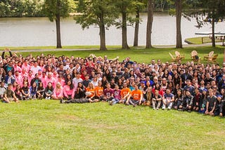 MLH Hackcon VII, hosted by GitHub group photo of all conference attendees.