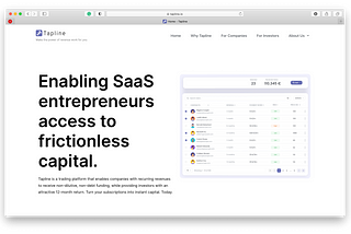 Investing in Tapline -Enabling SaaS entrepreneurs access to frictionless capital.