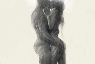 art couple kissing in the shower