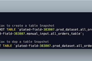 Creating BigQuery Table Snapshots Dynamically
