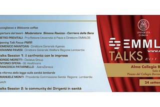 24 settembre — a Pavia “EMMLOS Talks”, il confronto sulla Sanità