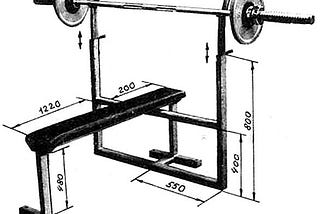 горизонтальная скамья для жима лежа чертеж
