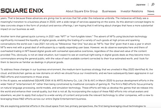 How Square Enix President appeal investors with blockchain gaming and why?