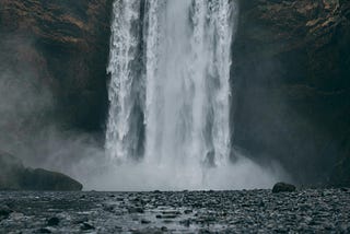 a gushing waterfall