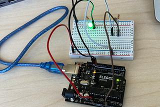 arduino set up with breadboard, ldr, led and wires